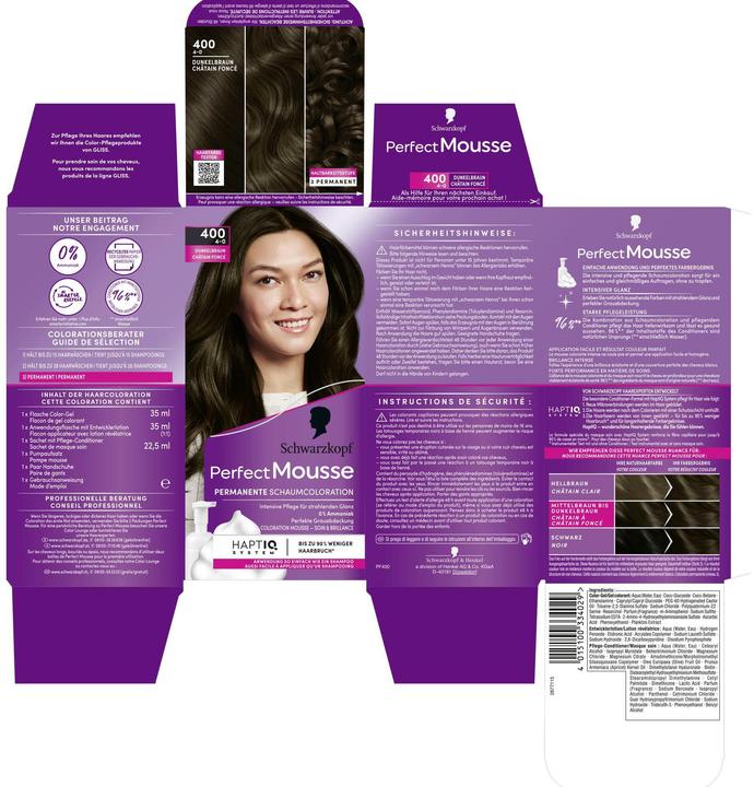 Immagine prodotto Schwarzkopf Perfect Mousse Colorazione della schiuma (400 marrone scuro)