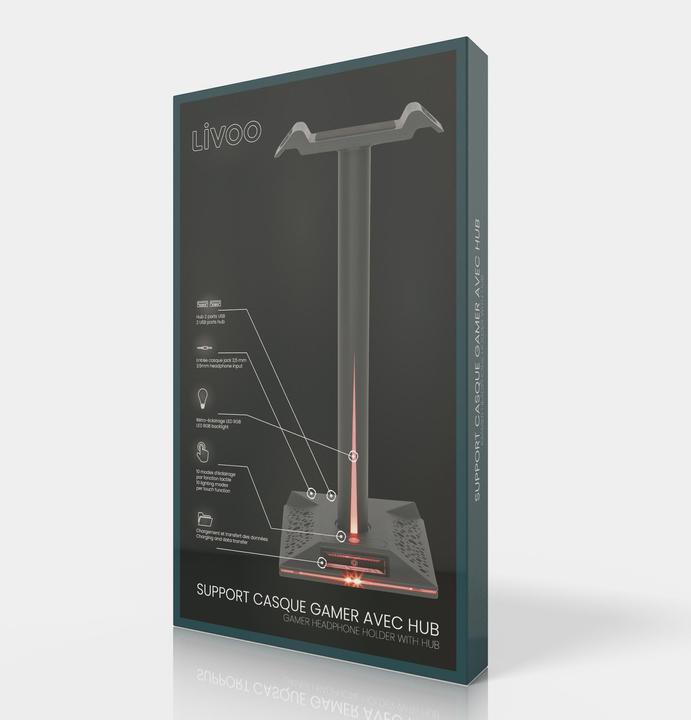 Actual product image Livoo Gaming headphone holder with Hub (Mac, PC)