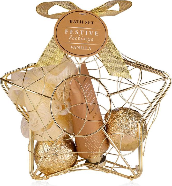 Actual product image Accentra FESTIVE FEELINGS gift set in a star-shaped wire basket, fragrance: Vanilla