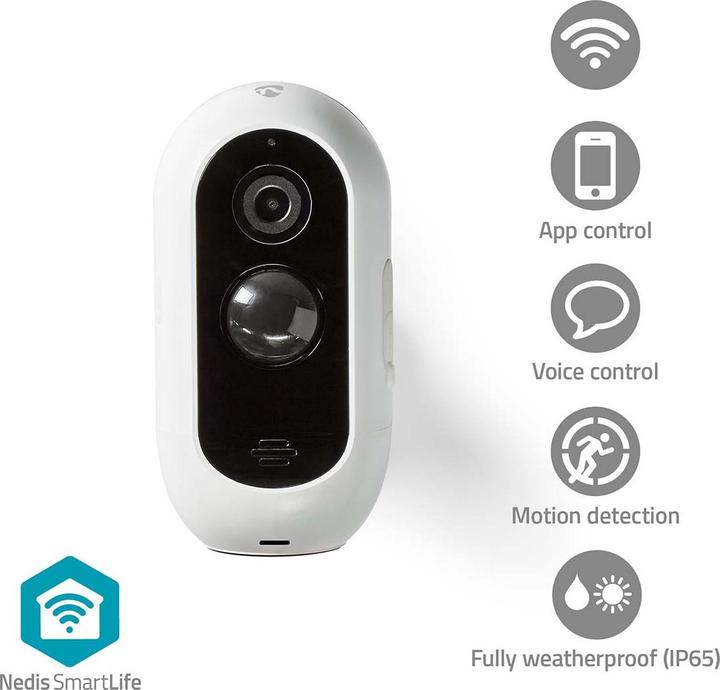 Actual product image Nedis SmartLife Outdoor Camera Wi-Fi 1920x1080 IP65 Max. Battery life: 6 months Cloud Storage ( (1920 x 1080 Pixels)