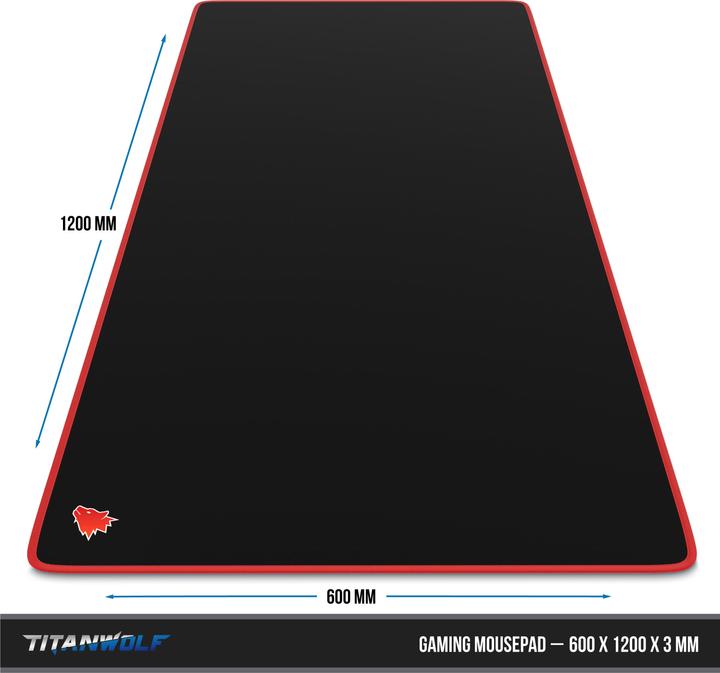 Actual product image Titanwolf Gaming Mouse Pad, XXXL Speed Mouse Mat 1200 x 600 mm, Speed & Precision, Symbol Red (3XL)