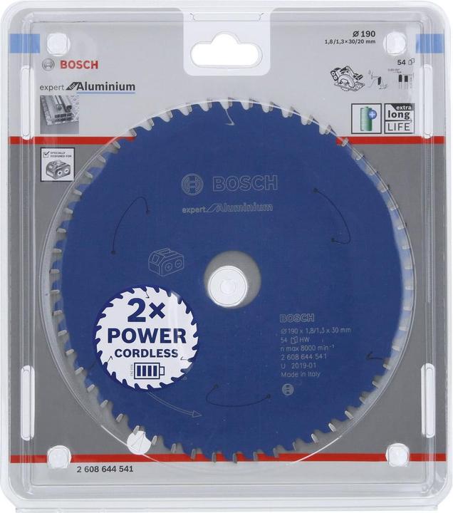 Produktbild Bosch Professional Zubehör Akku-Kreissägeblatt Expert for Aluminium, 190 x 1,8/1,3 x 30, 54 Zähne