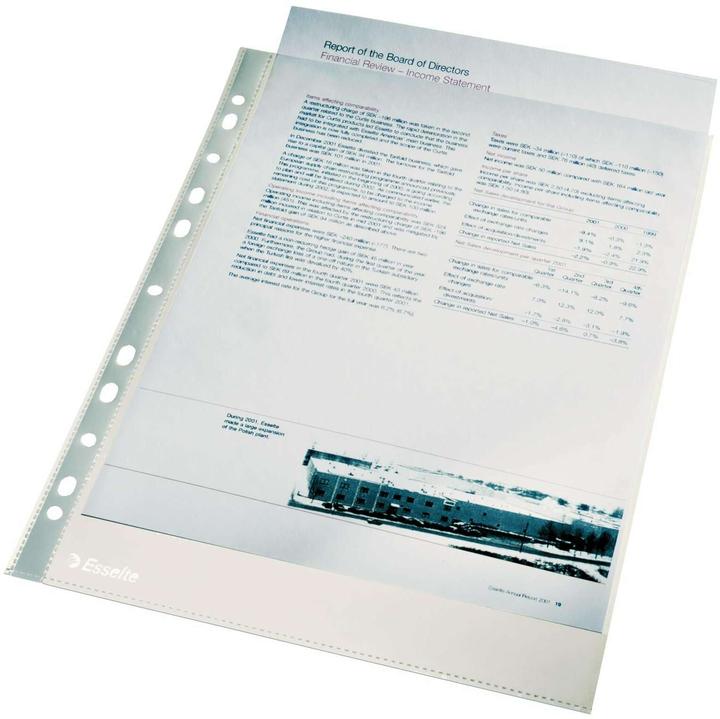 Image du produit Leitz Pochette Economy Esselte, DIN A4, PP, transparent, ouverture en haut 0,04 mm, indélébile (A4, 100x)