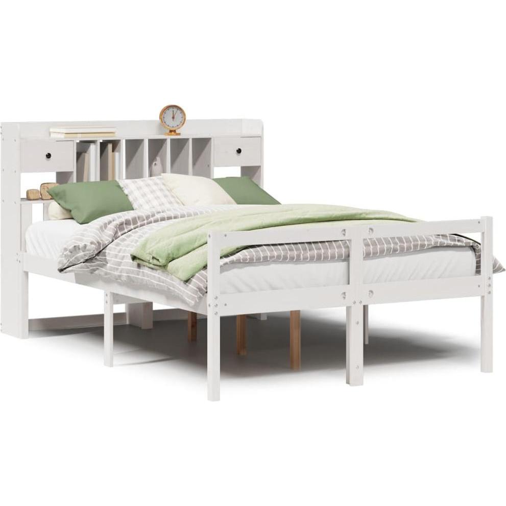 VidaXL, Bett, Massivholzbett Holzbett Bett Doppelbett mit Regal ohne Matratze 150x200cm (150 x 200 cm)