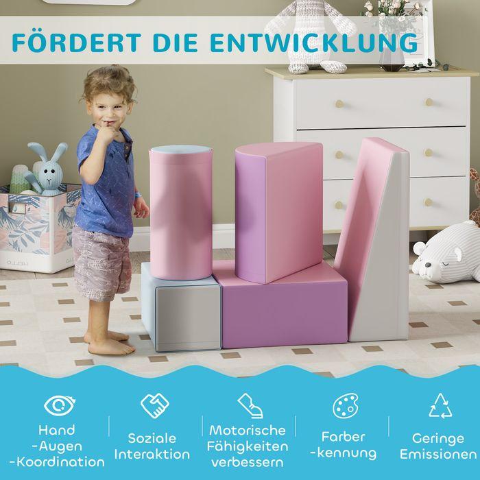 Image du produit Swisshandel24 Bausteinset 5er-Set Schaumstoff Bausteine Bauspielzeug, 1-3 Jahre, pink