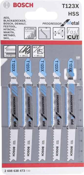 Produktbild Bosch Professional Zubehör PRO Metal thick and thin T123XF Stichsägeblatt, 100 mm, 5-tlg.