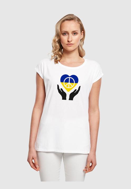 Produktbild Merchcode Ladies Peace - Hand Peace Heart Extended Shoulder T-Shirt - 161423 (S)