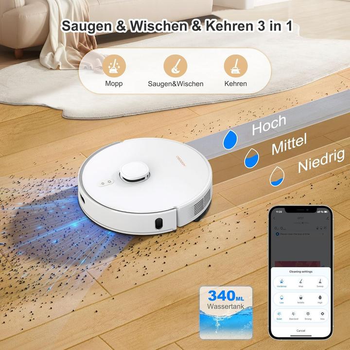 Produktbild Airrobo Robotstaubsauger mit Wischfunktion, automatischer Entleerung und App-Steuerung (2600 Pa, Wischtuch)