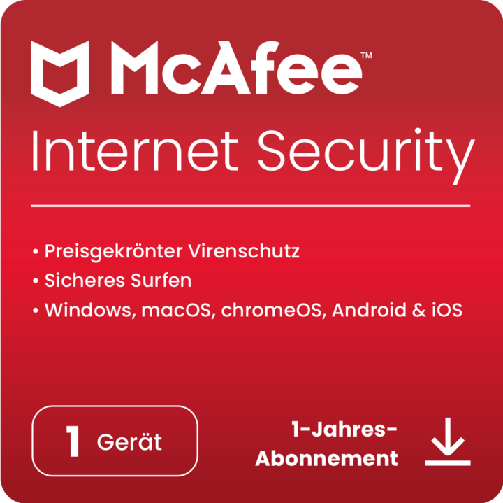 Actual product image McAfee Internet Security (1 User, 12 months)