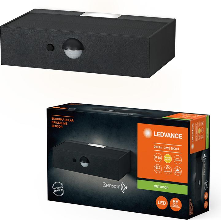 Actual product image Ledvance Endura Style Solar Bricklume Sensor Dark Grey (300 lm, IP65)