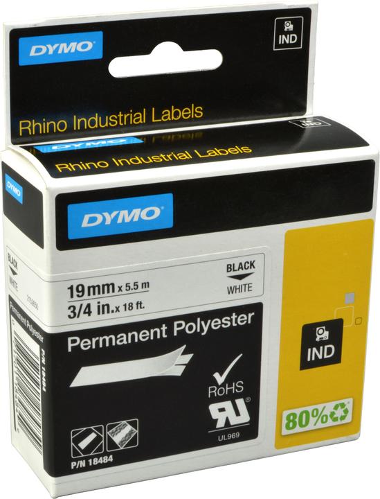 Dymo Rhino ID2 Polyesterband 18765, weiss (1.90 cm, Weiss)