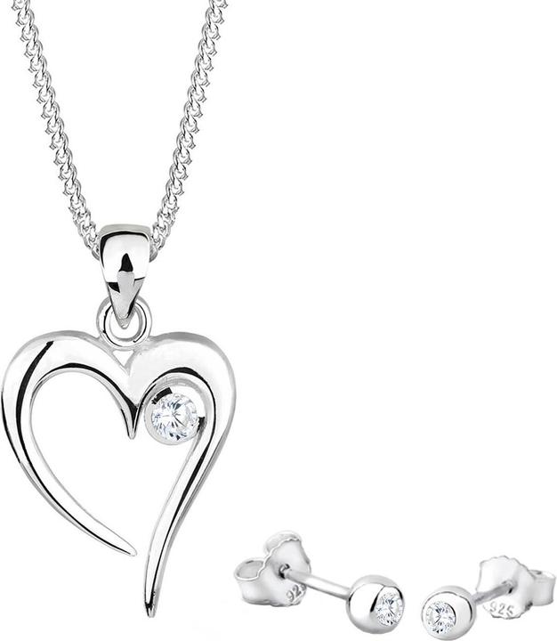 Image du produit Elli Ensemble de bijoux Coeur Solitaire Zirconia In Love 925 Argent Sterling (Argent sterling 925)