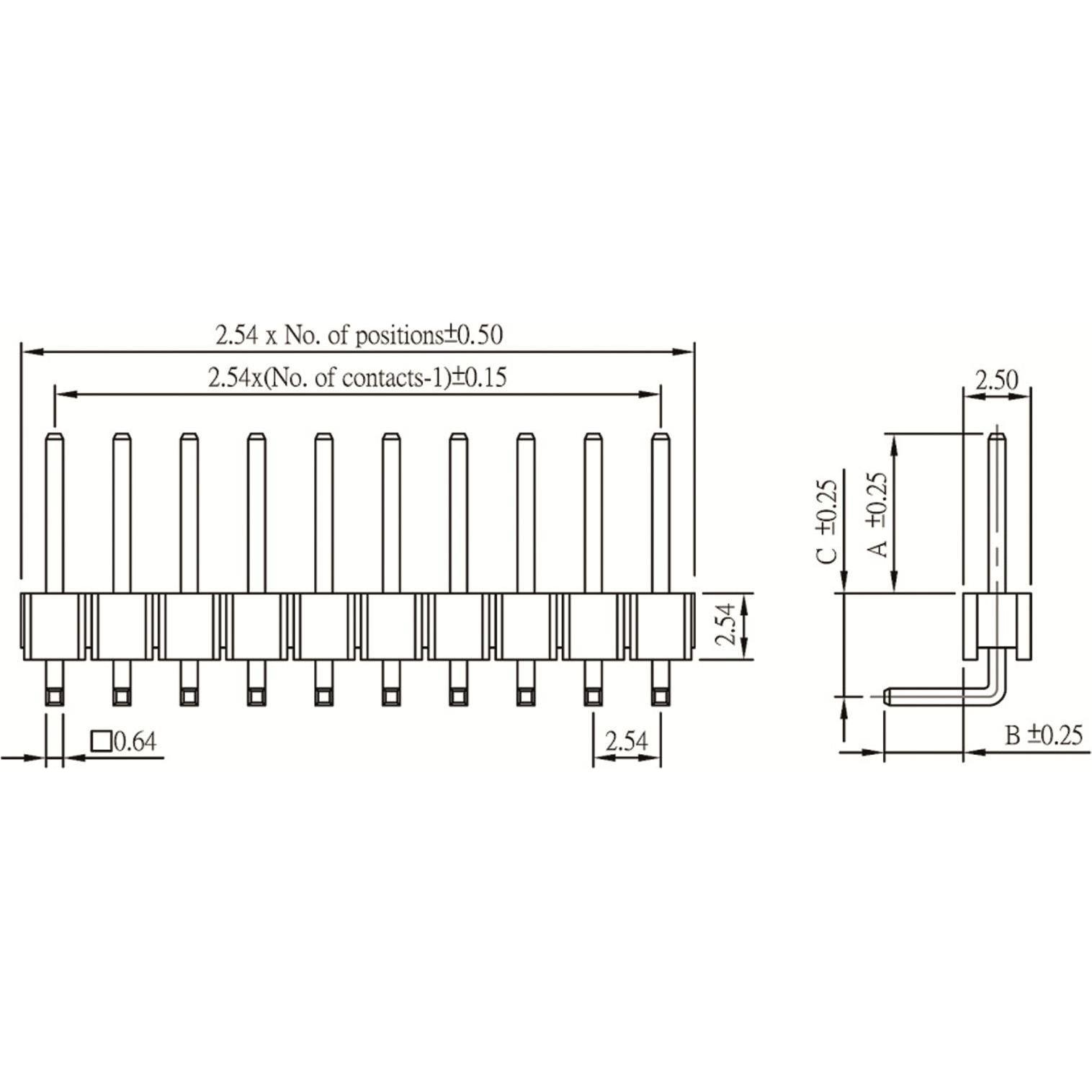 Eneroid Stiftleiste, abgewinkelt, vergoldet, 1x 40-polig, 10 Stück, Elektronikkabel + Stecker, Gold