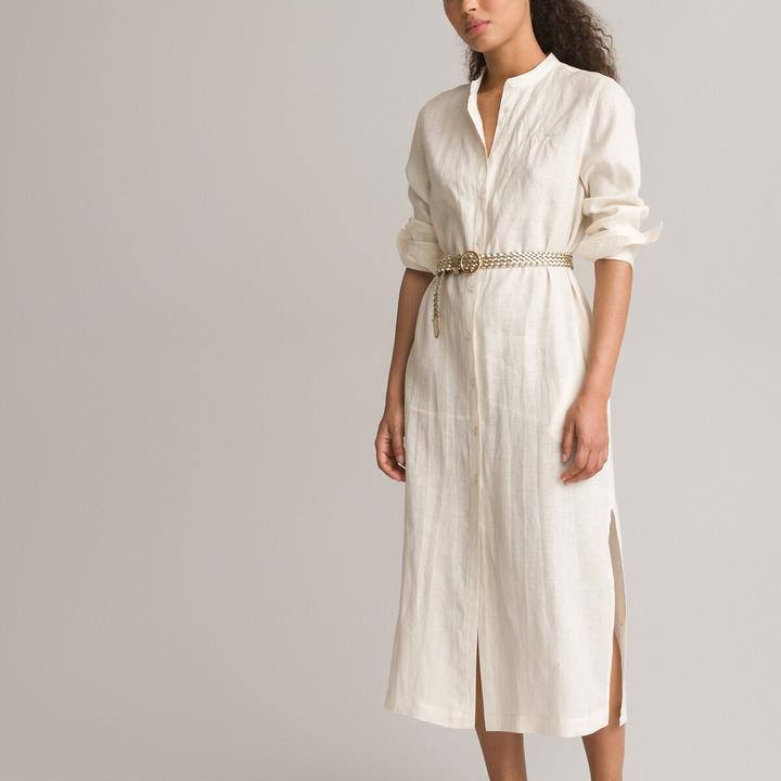 Actual product image La Redoute Collections Linen Long Sleeve Maxi Dress (42)