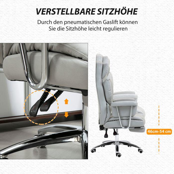 Produktbild Swisshandel24 Bürostuhl mit Liegefunktion, ergonomisch Schreibtischstuhl, Drehstuhl Hellgrau
