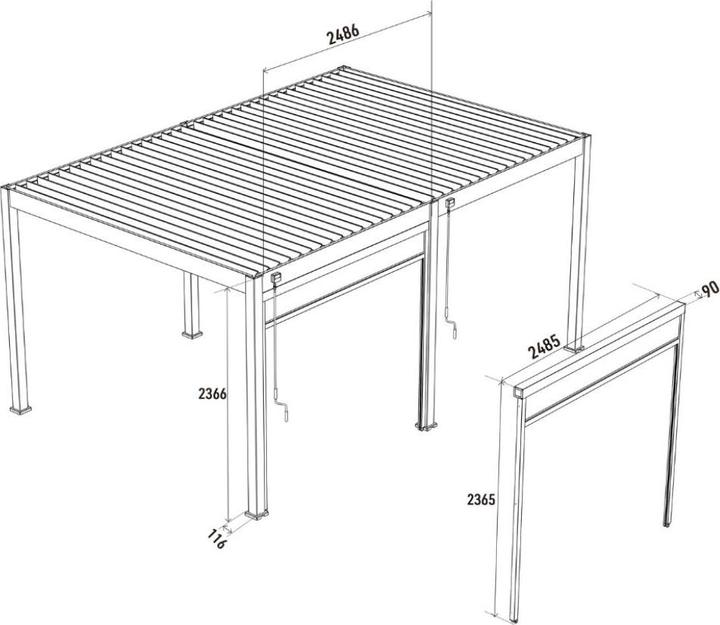 Weide Sonnenrollo für Pergola 2.65m Sand