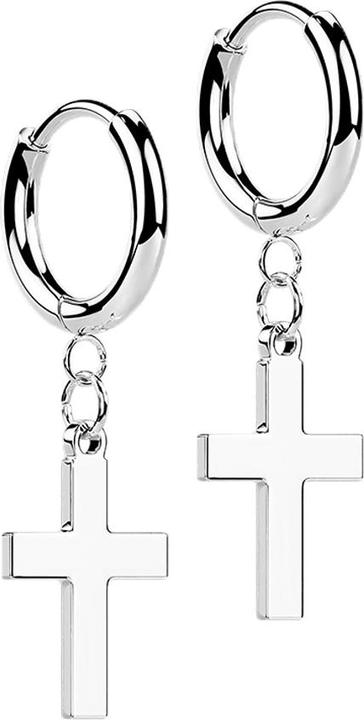 Produktbild Star Piercing Ohrring silber Anhänger Kreuz klein (Chirurgenstahl 316L, ohne Messing)