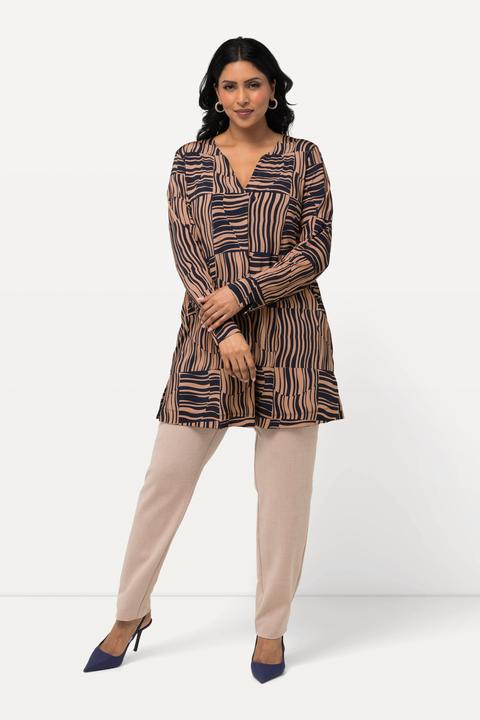 Produktbild Ulla Popken Long-Slinkyshirt, A-Linie, Tunika-Ausschnitt, Langarm (50, 52)