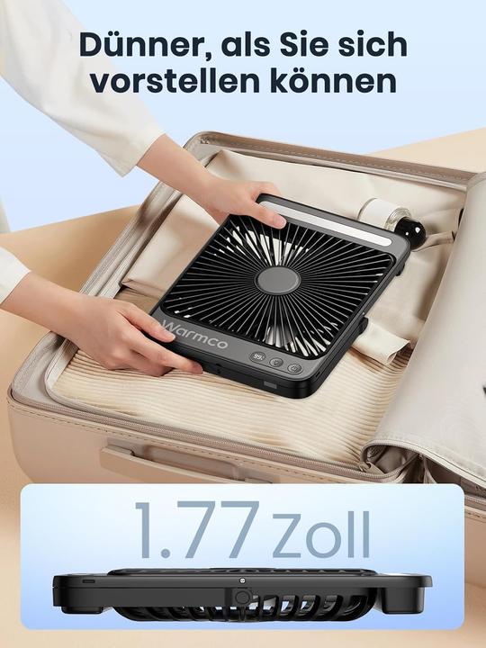 Produktbild Warmco Tragbarer Campingventilator mit LED-Licht (45 dB)