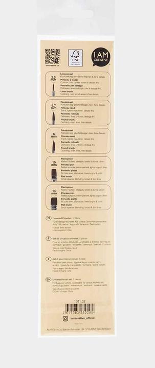 Valeurs nutritives et ingrédients I Am Creative Set de pinceaux universel - Set d'artiste (14 mm)