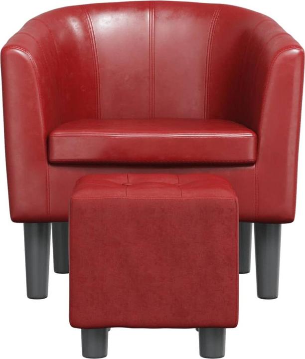 Actual product image vidaXL Clubsessel mit Fusshocker Weinrot Kunstleder,Farbe