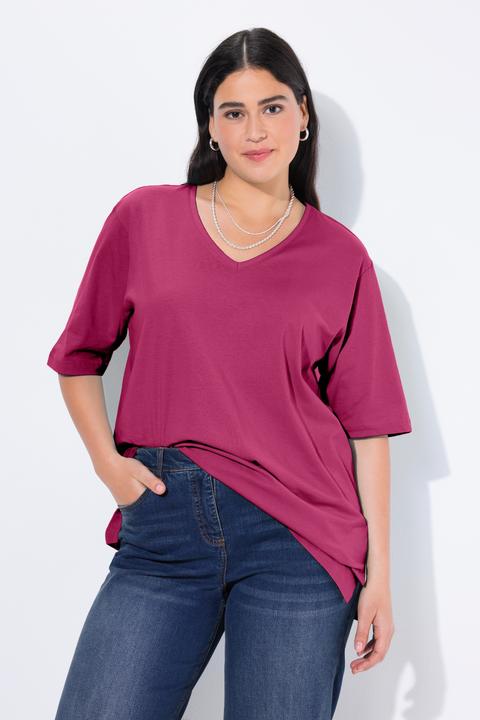 Actual product image Ulla Popken Basic V-Neck Relaxed Fit Short Sleeve Tee (62)