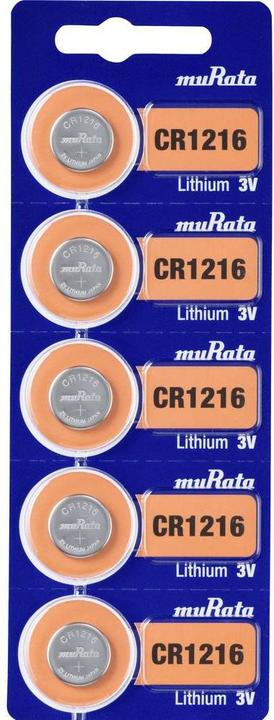 Produktbild Murata Lithium-Knopfzelle CR 1216 (5 Stk., CR1216, 30 mAh)