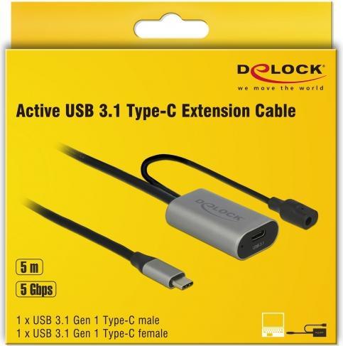 Produktbild Delock USB 3.0-Verlängerungskabel C - C (5 m, USB 3.1, 5 W)