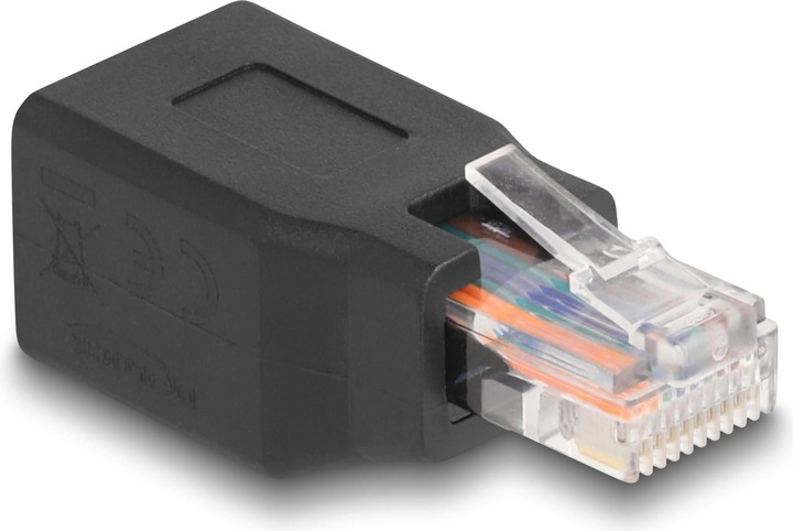 Produktbild Delock Netzwerkadapter RJ45/RJ48/RJ50 Stecker zu Buchse 10P/10C Belegung 1:1 schwarz (RJ45)