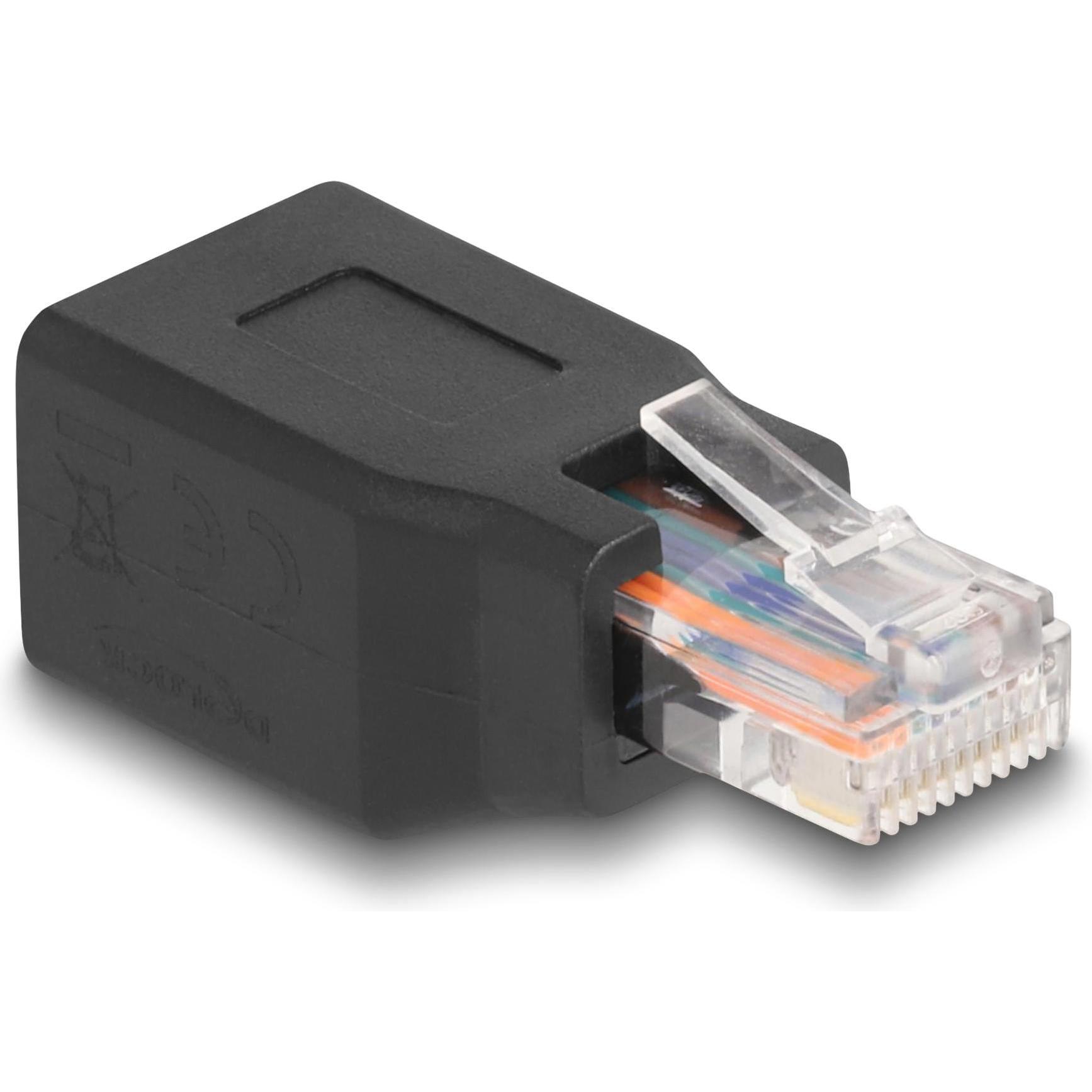 Thumbnail - Delock Netzwerkadapter RJ45/RJ48/RJ50 Stecker zu Buchse 10P/10C Belegung 1:1 schwarz (RJ45), Netzwerkkarte, Schwarz
