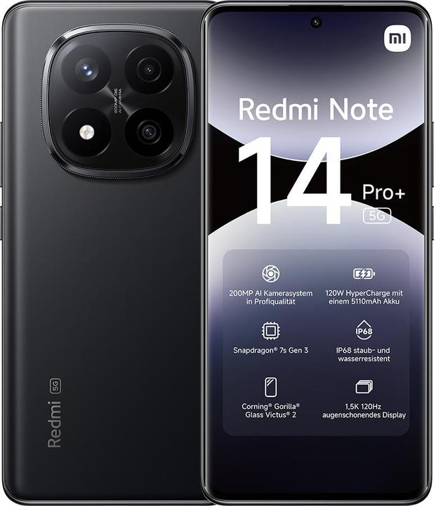 Image du produit Xiaomi Redmi Note 14 Pro+ (512 Go, Midnight Black, 6.67", Double SIM, 5G)