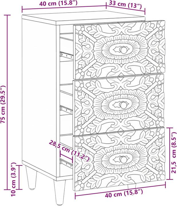 Produktbild vidaXL Modernes Sideboard (33.50 x 40 x 75 cm)
