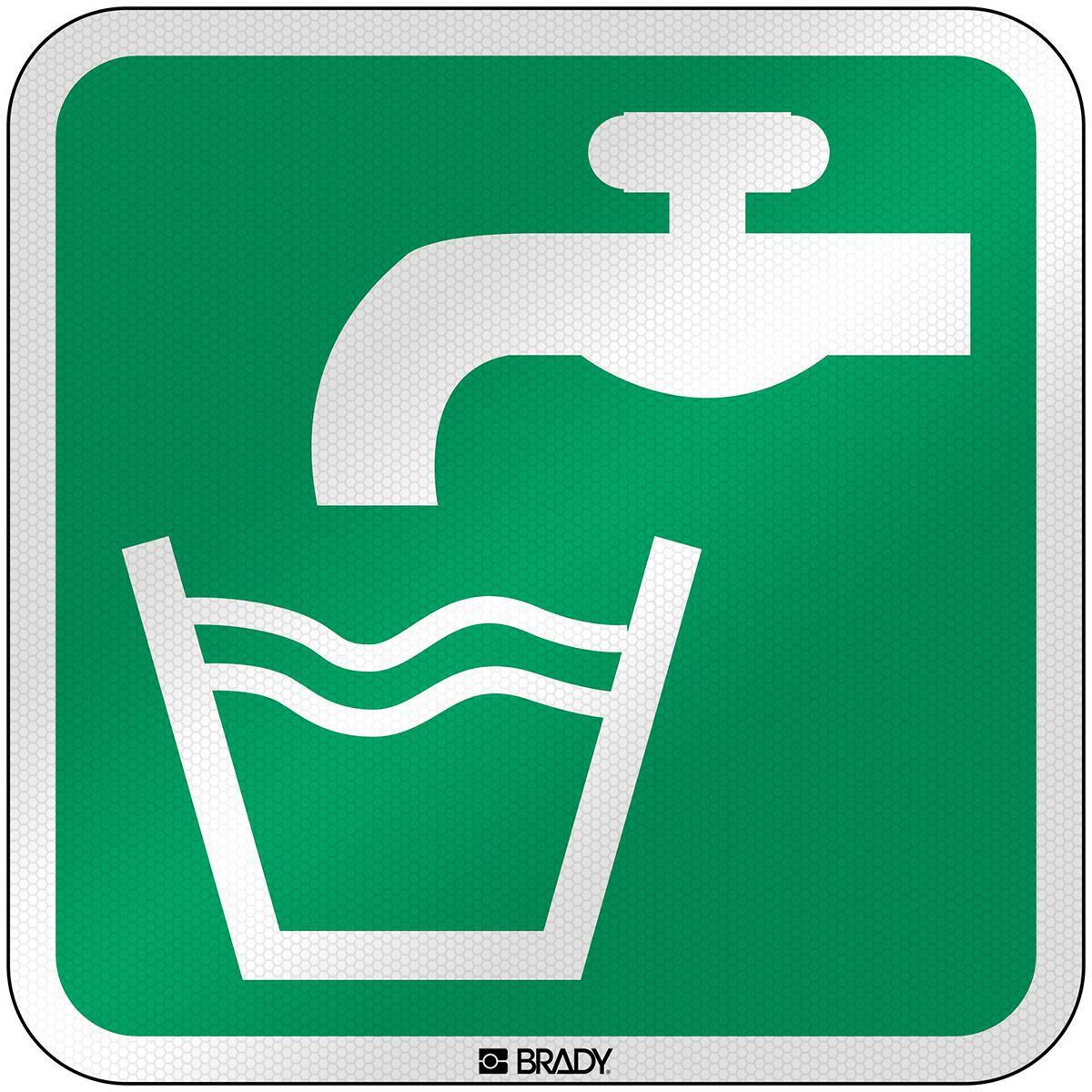 Brady, Etiketten, E/E015/NT/RFL-390x390-1, ISO Sicherheitsschild - Trinkwasser, Laminierte reflektierende Besc
