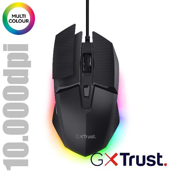 Actual product image Trust GXT 121 Felox+/Gaming/Optical/Right-handed/10,000 DPI/Wired USB-A/Black (Cable)