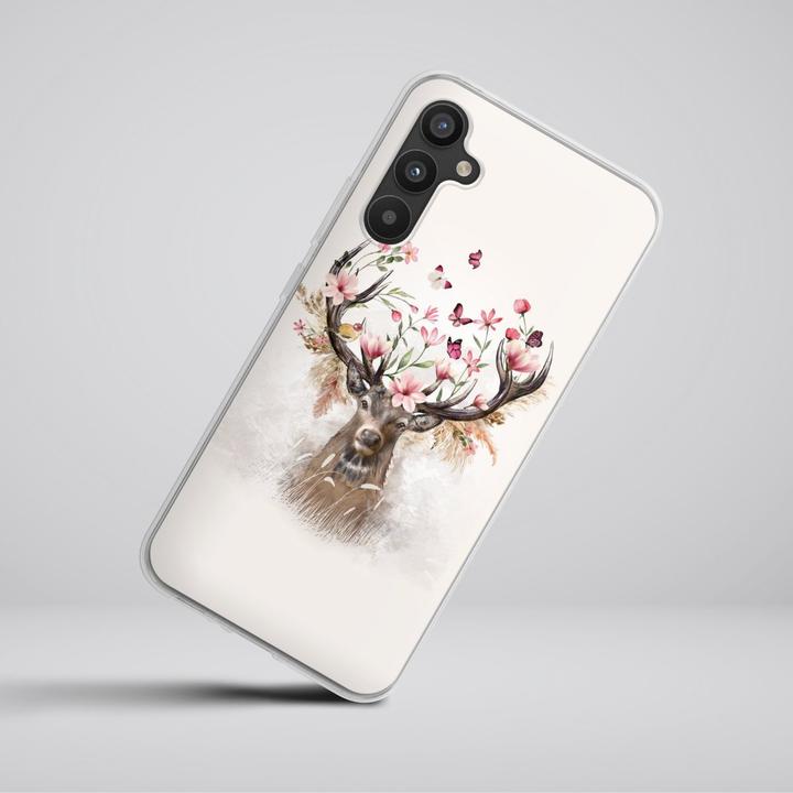 Actual product image DeinDesign Silikon Hülle für Samsung Galaxy A34 5G Handyhülle Case Smartphone Schutzhülle Blumen Hirsch Tiere (Samsung Galaxy A34 5G)