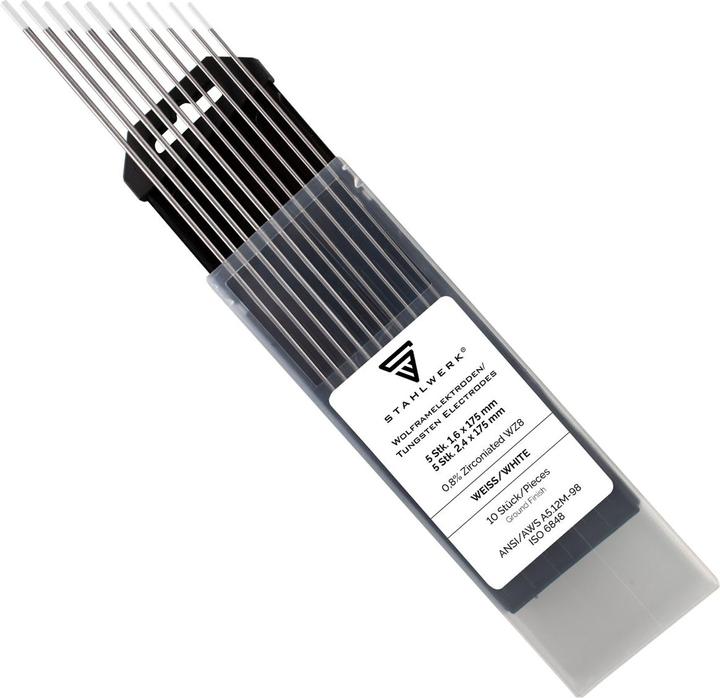 Image du produit Stahlwerk Électrodes en tungstène WZ8 blanc 1,6 + 2,4 mm 5 chacune dans un set pratique de 10