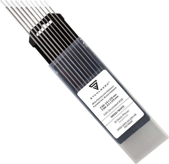 Stahlwerk Tungsten electrodes WZ8 white 1.6 + 2.4 mm 5 each in a practical set of 10
