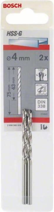 Produktbild Bosch Professional Zubehör Metallbohrer HSS-G, DIN 338, 2,5 x 30 x 57 mm, 2er-Pack (2.5 mm)