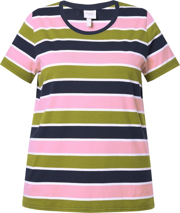 Image du produit Ulla Popken T-shirt en coton bio rayé, décolleté rond et manches courtes (42, 44)