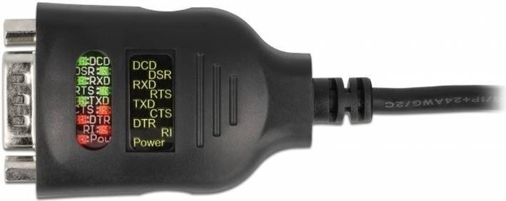 Actual product image Delock USB Type-C™ to Serial DB9 Adapter with 9 LED RS-232 Tester (2 m)
