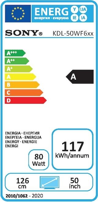 Label énergétique Sony KDL-50WF665 (50", LCD, Full HD, 2018)