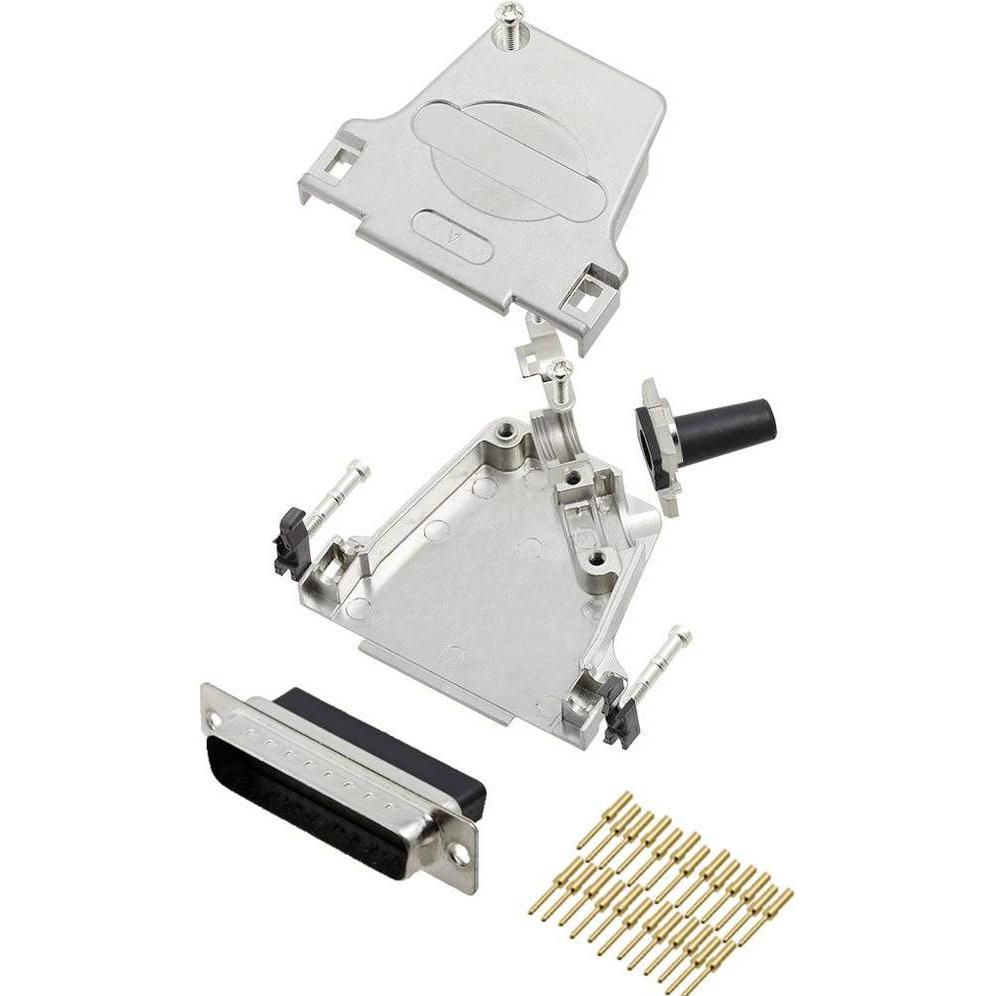 Encitech D45ZF25-DBCP25-K 6355-0049-03 D-SUB Stiftleisten-Set 45 ° Polzahl (num), Elektronikkabel + Stecker, Silber