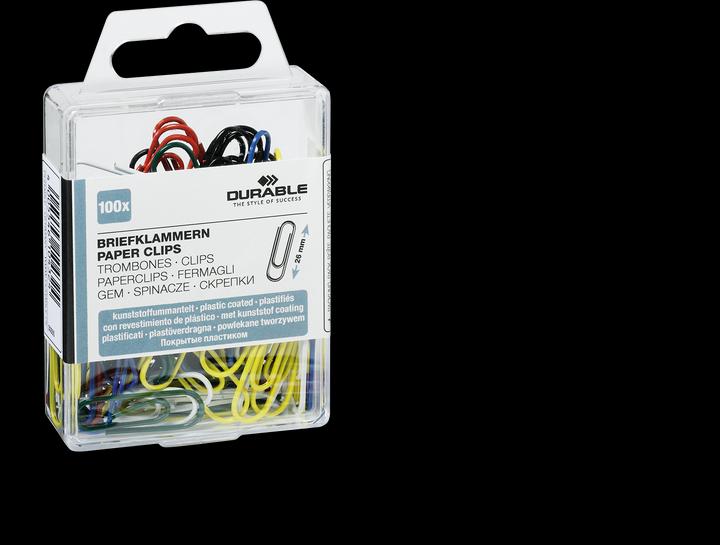 Actual product image Durable Paper clips, plastic coated, coloured, 26 mm assorted colours: black,... (1 x)