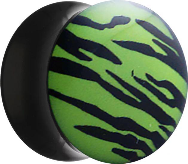 Image du produit Star Piercing Flared Plug avec motif zèbre vert (Matières plastiques, sans laiton)