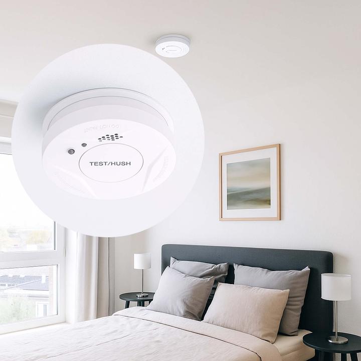 Produktbild Wiltec 2x Rauchmelder 9-V-Batterie Feuermelder HUSH-Funktion Brandschutzmelder