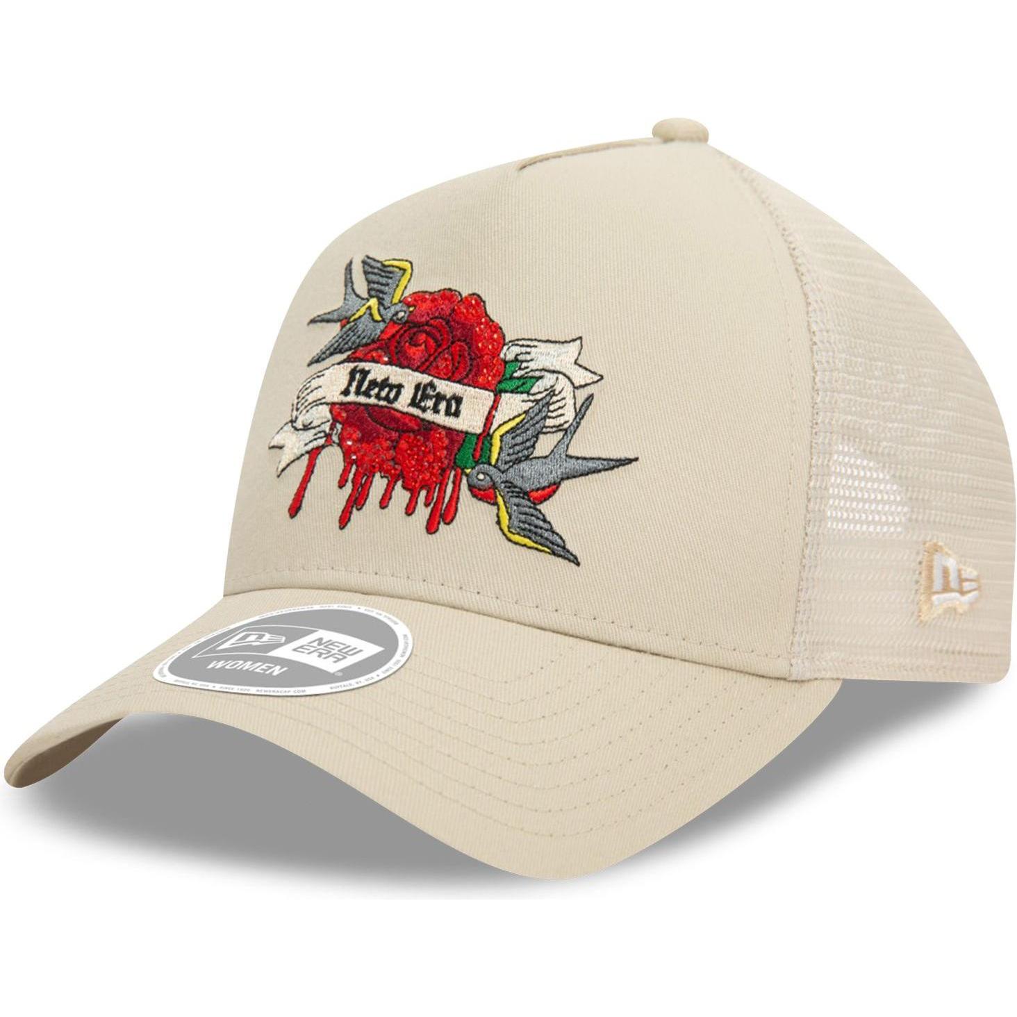 New Era, Damen, Cap, Damen A-Frame Trucker Cap - RHINESTONE beige, Beige