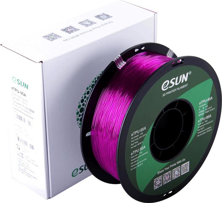 Produktbild eSUN eTPU-95A 1,75mm Tr. Purple 1kg 3D Filament (TPU, 1.75 mm, 1000 g, Violett)