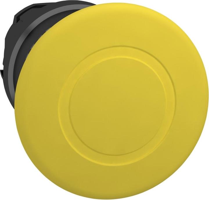 Actual product image Schneider Electric Mushroom push-button, front element, Harmony XB4, metal black, 22mm, yellow, mushroom 40mm, pull