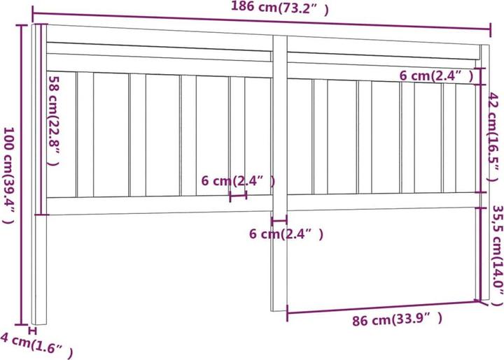Produktbild vidaXL Bettkopfteil (186 x 4 x 100 cm)
