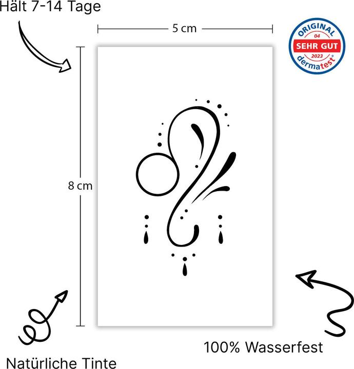 Produktbild minink Temporäres Tattoo: Sternzeichen Löwe in kalligrafischer Schrift